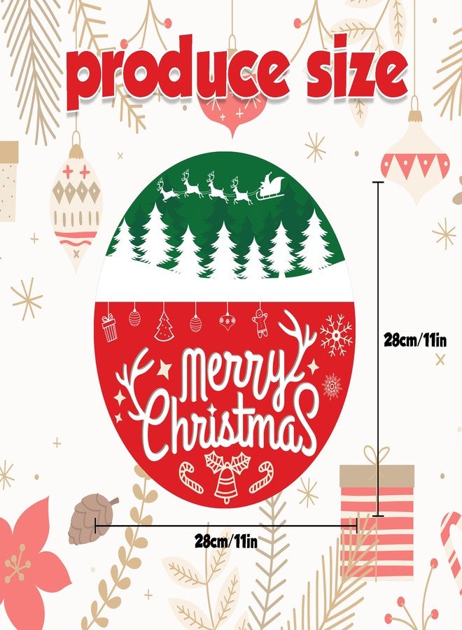 OHOME زينة عيد الميلاد الخارجية من OHOME - أكاليل عيد الميلاد للباب الأمامي | لافتة ترحيب خشبية دائرية ريفية، إكليل عيد الميلاد - مستلزمات وديكورات حفلات عيد الميلاد للباب والجدار والغرفة والشرفة والمطبخ - Image 2